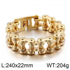 Shiny Gold plating 22mm men's motorcycle thick heavy bracelet - KB87851-K