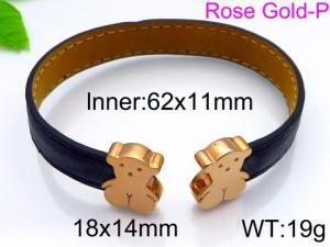 Stainless Steel Leather Bangle - KB88255-K