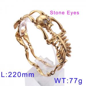 Vintage Personality Exaggerated Skull Bone Men's Human Bone Gold Bracelet - KB94667-BD