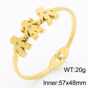 Stainless Steel Stone Bangle - KB96139-K