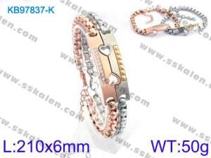 Stainless Steel Rose Gold-plating Bracelet - KB97837-K