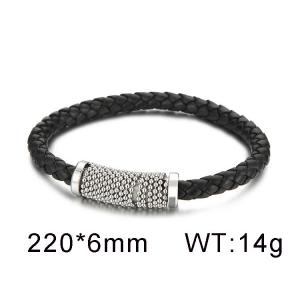 European and American minimalist cowhide rope woven magnetic buckle bead chain Leather Bracelet - KB97924-K