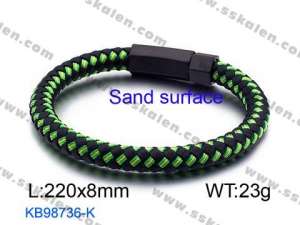 Stainless Steel Leather Bracelet - KB98736-K