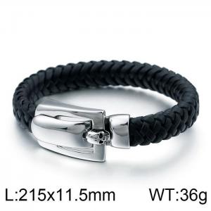 Stainless Steel Leather Bracelet - KB99442-BD