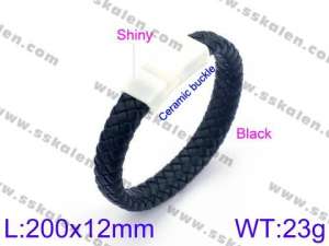 Stainless Steel Leather Bracelet - KB99498-K