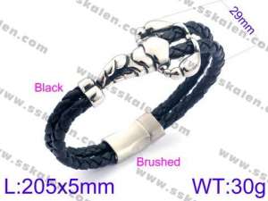 Stainless Steel Leather Bracelet - KB99500-K