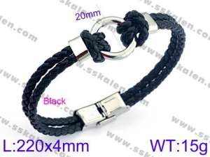 Stainless Steel Leather Bracelet - KB99502-K