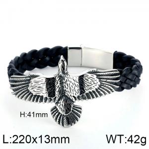 Stainless Steel Leather Bracelet - KB99508-K