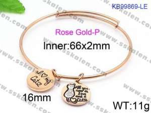 Stainless Steel Rose Gold-plating Bangle - KB99869-LE