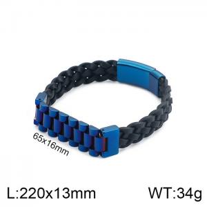 Stainless Steel Leather Bracelet - KB99944-K