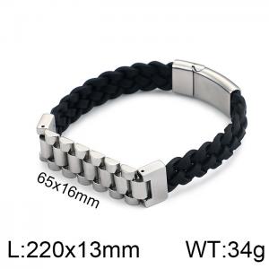 Stainless Steel Leather Bracelet - KB99947-K