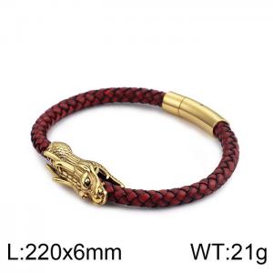 Stainless Steel Leather Bracelet - KB99952-K