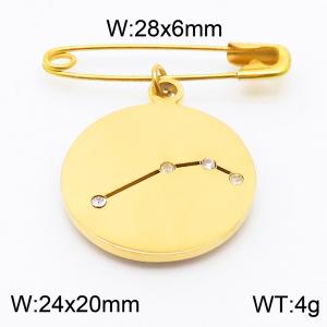Stainless Steel Gold-plating Constellation Pin for Women Gold Color - KCH1218-Z