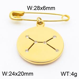 Stainless Steel Gold-plating Constellation Pin for Women Gold Color - KCH1222-Z