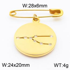 Stainless Steel Gold-plating Constellation Pin for Women Gold Color - KCH1230-Z