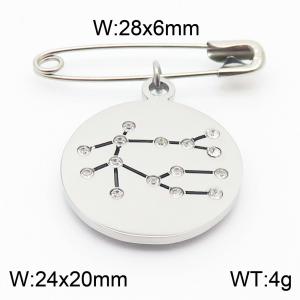 Stainless Steel Constellation Pin for Women Silver Color - KCH1231-Z