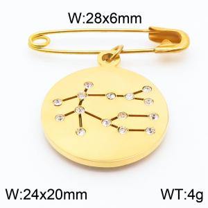 Stainless Steel Gold-plating Constellation Pin for Women Gold Color - KCH1232-Z
