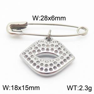 Stainless steel  28x6mm silver safety pin with lip charm pendant - KCH1255-Z