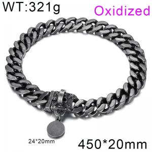 Cuban Chain Collar Skull Buckle Round Plaque with Engraved Words for Pet Dog Chains - KDC013-KJX