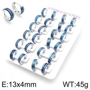 Stainless Steel Blue-plating Earring - KE101039-XY