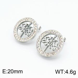Stainless Steel Stone&Crystal Earring - KE101057-K