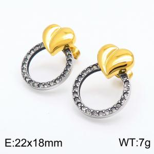 Stainless Steel Stone&Crystal Earring - KE101383-KC