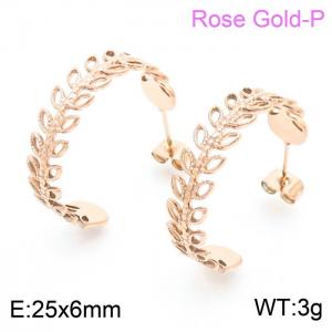 SS Rose Gold-Plating Earring - KE102278-KFC