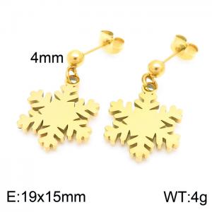 Christmas Gift Snowflake Steel Ball Earrings for Women Gold-Plating Earring - KE102581-Z