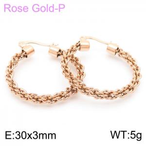 Stainless Steel Rose Gold-Plating  Fashion Stud Cuff Cuban Chain Link Luxury Hoop Ladies Earring - KE104008-KFC