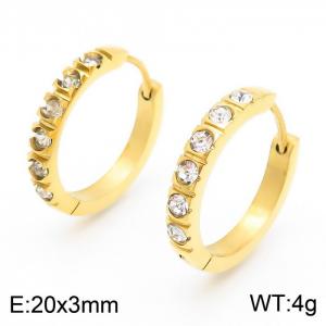 Stainless Steel Stone&Crystal Earring - KE104014-K