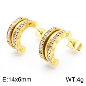 Stainless Steel Stone&Crystal Earring - KE104552-K