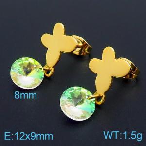 Stainless Steel Stone&Crystal Earring - KE104816-Z