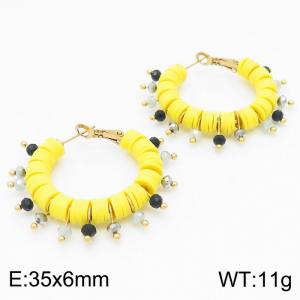 Korean Circled Hoop Shaped Earrings Women Stainless Steel 304 With Polymer Clay  Bohemian Statement Jewelry Multi-Color - KE104913-K
