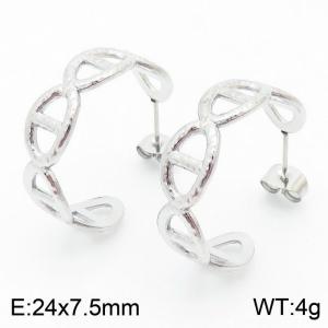 Classic Stainless Steel Silver Color Cross Open Drop Earrings For Women - KE105107-KFC
