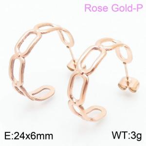 Simple Hollow Square Rose Gold Stainless Steel Women Open Dangle Earrings For Women - KE105187-KFC