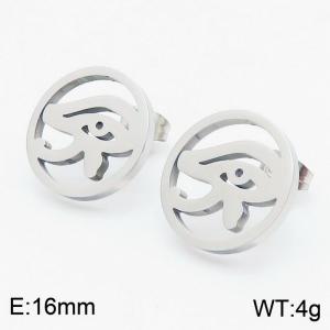 Promotional stainless steel simple evil eye shape earring - KE105460-KC
