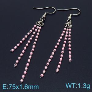 Purple Crystal Bead Stainless Steel Earrings - KE105484-Z