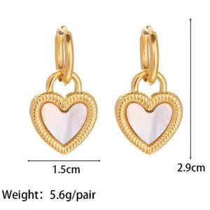 18k gold-plated stainless steel white natural shell heart lock - KE105492-WGJT