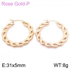 Ins style minimalist interwoven twist lady stainless steel rose gold collar - KE105512-KFC