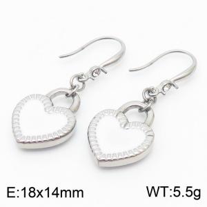 Korean Drop Glue White Heart-shaped Ear Hook Stainless Steel Earrings Women - KE105823-Z