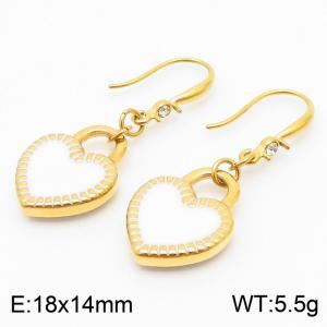 Korean Drop Glue White Heart-shaped Ear Hook 18K Gold Plated Stainless Steel Earrings Women - KE105824-Z