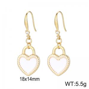 Korean Drop Glue White Heart-shaped Ear Hook 18K Gold Plated Stainless Steel Earrings Women - KE105824-Z