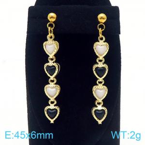 ew Arrival Europe White And Black Pearl Heart Long Tassel 18K Gold Plated Copper Earrings Jewelry - KE106178-Z