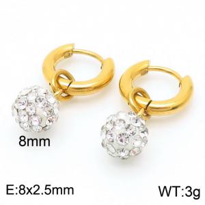 White Zircon Gold Color Earrings For Women Stainless Steel - KE108016-Z