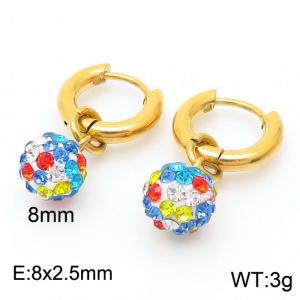 Colorful Zircon Gold Color Earrings For Women Stainless Steel - KE108017-Z