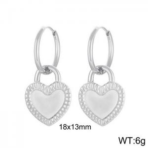 Stainless steel minimalist style fashionable hanging heart shaped charm silver earrings - KE108731-Z