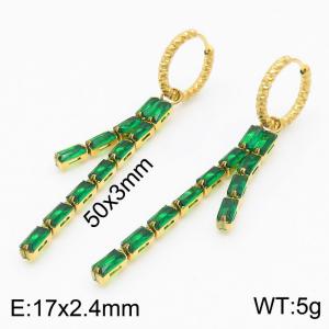 Chic French Stainless Steel zircon set tassel earrings - KE108820-KFC