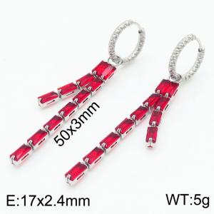 Chic French Stainless Steel zircon set tassel earrings - KE108821-KFC