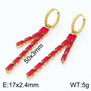 Chic French Stainless Steel zircon set tassel earrings - KE108822-KFC