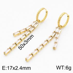 Chic French Stainless Steel zircon set tassel earrings - KE108824-KFC